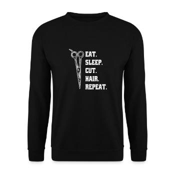 Coiffeur Ciseaux Coiffeur Ciseaux Peigne - Sweat-shirt Unisexe - noir - Devant - Alina (178cm) & Michal (187cm)
