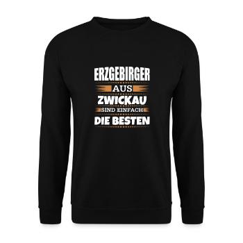 Erzgebirger aus Zwickau - Unisex Pullover - Schwarz - Vorne - Alina (178cm) & Michal (187cm)