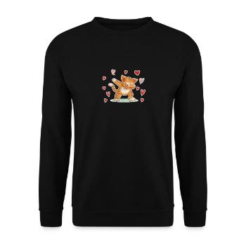 Funny Dabbing Cat Heart Valentine's Day Kitten - Unisex Sweatshirt - black - Front - Alina (178cm) & Michal (187cm)