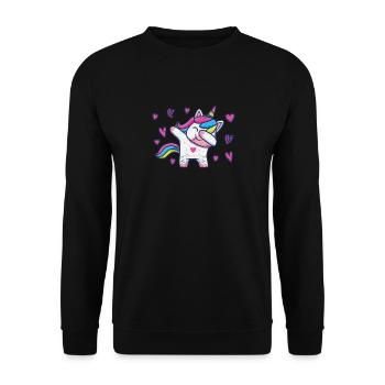Drôle de débauche Licorne Amants Cœur Valentine - Sweat-shirt Unisexe - noir - Devant - Alina (178cm) & Michal (187cm)