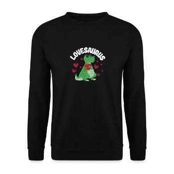 Valentinstag Dinosaurier Trex Valentinstag Liebe - Unisex Pullover - Schwarz - Vorne - Alina (178cm) & Michal (187cm)