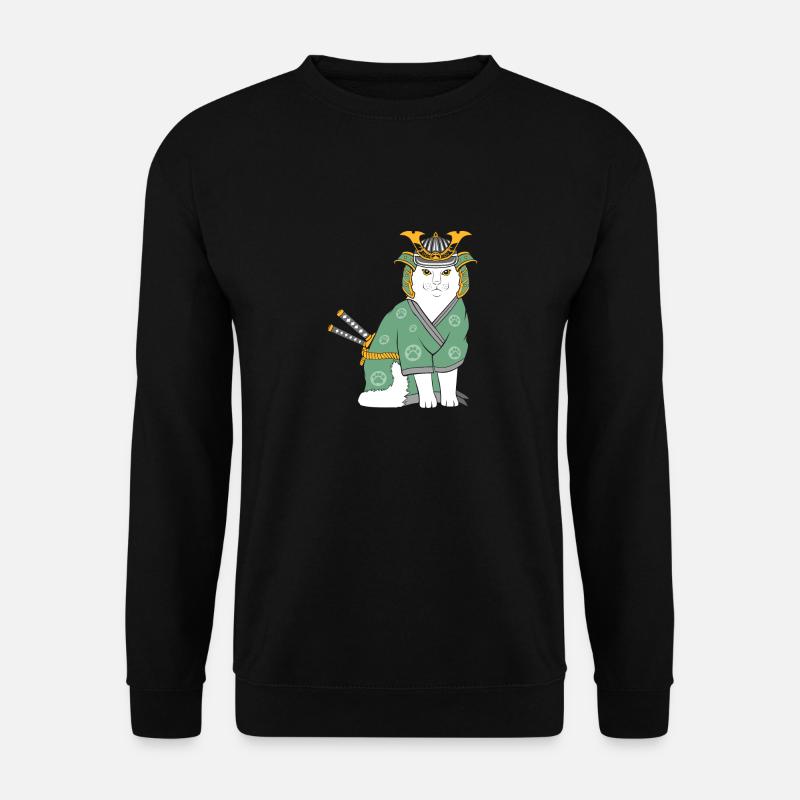 Neko Samurai Funny - Unisex Pullover - Schwarz