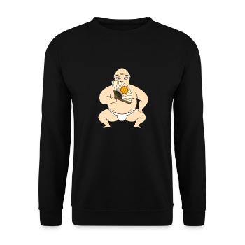 Samurai Funny Fun Naked - Unisex Pullover - Schwarz - Vorne - Alina (178cm) & Michal (187cm)
