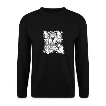Japanese Samurai Warrior - Unisex Pullover - Schwarz - Vorne - Alina (178cm) & Michal (187cm)