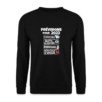 Prévisions pour 2023 Humour Futur Papa pour 2023 - Sweat-shirt Unisexe - noir - Devant - Alina (178cm) & Michal (187cm)