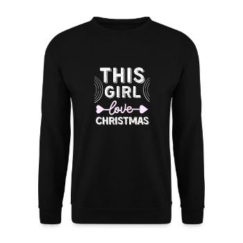 Funny Christmas quote - This Girl Love Christmas - Unisex Sweatshirt - black - Front - Alina (178cm) & Michal (187cm)