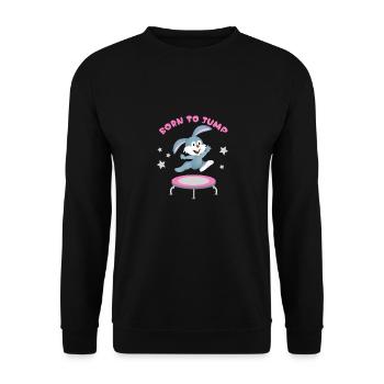 Lustiges und Süßes Trampolin Design mit Hase für - Unisex Pullover - Schwarz - Vorne - Alina (178cm) & Michal (187cm)