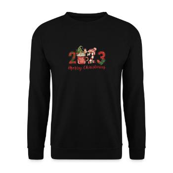 Merry Christmas 2023 Winter Red Plaid Dwarf - Unisex Sweatshirt - black - Front - Alina (178cm) & Michal (187cm)