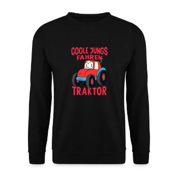 Landwirt Trecker Junge Coole Jungs fahren Traktor - Unisex Pullover - Schwarz - Vorne - Alina (178cm) & Michal (187cm)