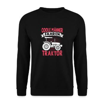 Landwirt Trecker Junge Coole Männer fahren Traktor - Unisex Pullover - Schwarz - Vorne - Alina (178cm) & Michal (187cm)
