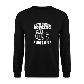 Bowling Vater Kegeln Bowlingkugel Dad Kegel Bowler - Unisex Pullover - Schwarz - Vorne - Alina (178cm) & Michal (187cm)