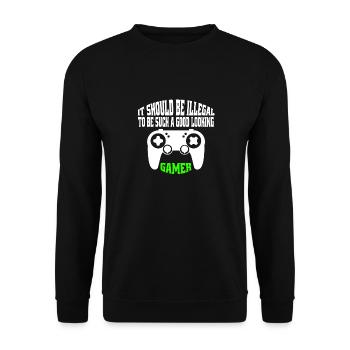 Gamer funny saying gamble gift gaming gambler - Unisex Sweatshirt - black - Front - Alina (178cm) & Michal (187cm)