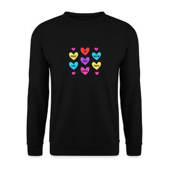 Valentine's Day Heart Candy Lovers Matching - Unisex Sweatshirt - black - Front - Alina (178cm) & Michal (187cm)