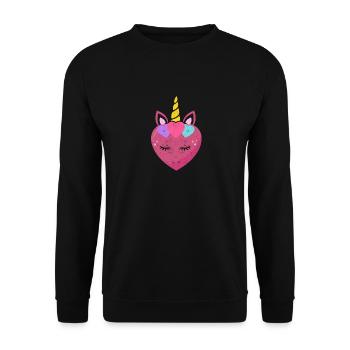 Mignon cœur de licorne Licornes de Saint-Valentin - Sweat-shirt Unisexe - noir - Devant - Alina (178cm) & Michal (187cm)
