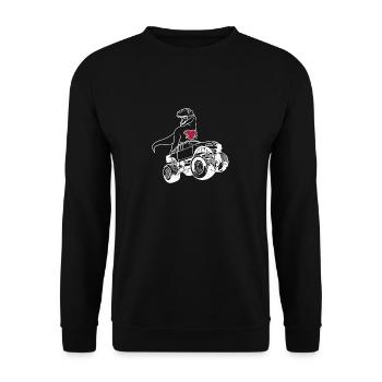 Valentine's Day T Rex Riding Monster Truck Funny - Unisex Sweatshirt - black - Front - Alina (178cm) & Michal (187cm)