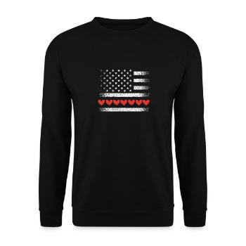 Valentine's Day American Flag Hearts USA Love - Unisex Sweatshirt - black - Front - Alina (178cm) & Michal (187cm)