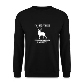 Je suis dans le fitness fit’ness cerf entier dans mon congélateur - Sweat-shirt Unisexe - noir - Devant - Alina (178cm) & Michal (187cm)