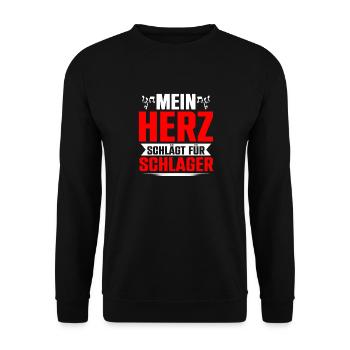 Mein Herz Schlägt Für Schlager Volksmusik Gaudi - Unisex Pullover - Schwarz - Vorne - Alina (178cm) & Michal (187cm)