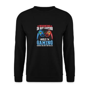nicht stören Während des Spielens - Unisex Pullover - Schwarz - Vorne - Alina (178cm) & Michal (187cm)