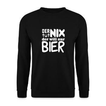 der tut nix der will nur Bier - Unisex Pullover - Schwarz - Vorne - Alina (178cm) & Michal (187cm)