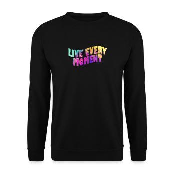 Lebe Jeden Moment Farbenfrohe Helligkeit Freude - Unisex Pullover - Schwarz - Vorne - Alina (178cm) & Michal (187cm)