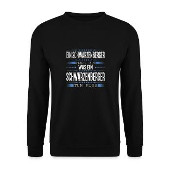 Ein Schwarzenberger muss tun - Unisex Pullover - Schwarz - Vorne - Alina (178cm) & Michal (187cm)