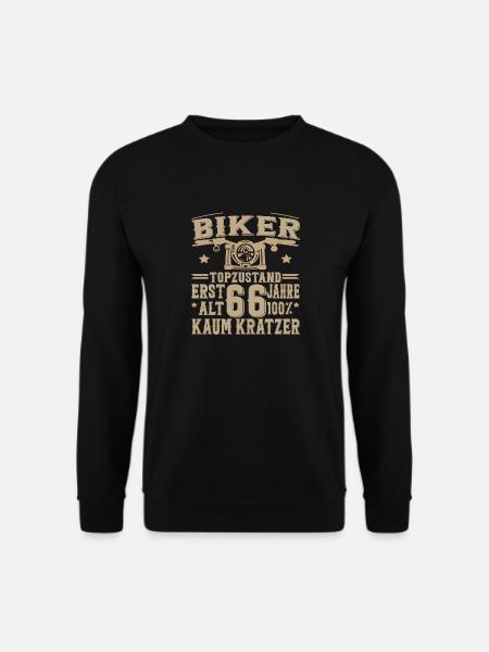 66 Geburtstag Mann Biker 66 Jahre Motorrad - Unisex Pullover - Schwarz