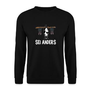 Lustige Katzen Sei Anders Be Different Schwarze - Unisex Pullover - Schwarz - Vorne - Alina (178cm) & Michal (187cm)