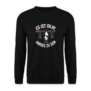 Lustige Katzen Sei Anders Be Different Schwarze - Unisex Pullover - Schwarz - Vorne - Alina (178cm) & Michal (187cm)