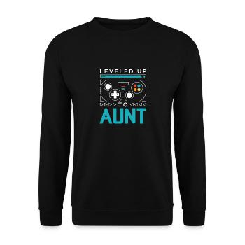 Leveled Up to Aunt Gamer Auntie Gaming Aunty Famil - Unisex Pullover - Schwarz - Vorne - Alina (178cm) & Michal (187cm)