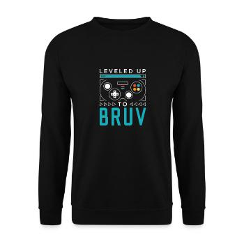 Leveled Up to Bruv Gamer Brother Gaming Brah Famil - Unisex Sweatshirt - black - Front - Alina (178cm) & Michal (187cm)