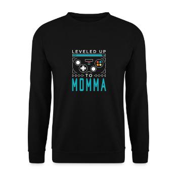 Leveled Up to Momma Gamer Mom Gaming Mommy Family - Unisex Sweatshirt - black - Front - Alina (178cm) & Michal (187cm)