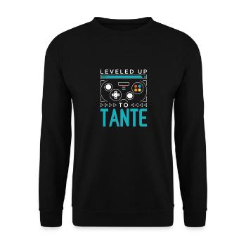 Leveled Up to Tante Gamer Great Aunt Gaming Grand - Unisex Sweatshirt - black - Front - Alina (178cm) & Michal (187cm)