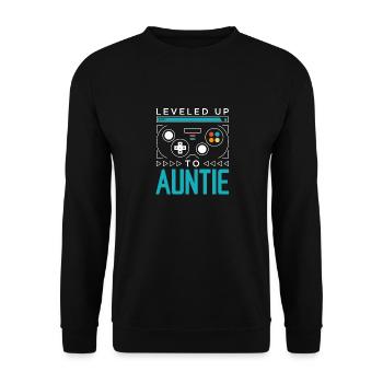 Leveled Up to Auntie Gamer Aunt Gaming Aunty Famil - Unisex Pullover - Schwarz - Vorne - Alina (178cm) & Michal (187cm)