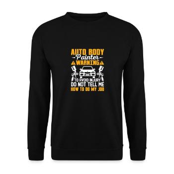 Avertissement de peintre de carrosserie automobile pour éviter les blessures - Sweat-shirt Unisexe - noir - Devant - Alina (178cm) & Michal (187cm)