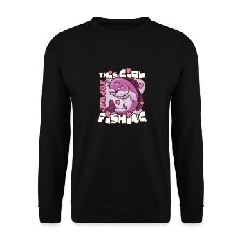Dieses Mädchen liebt das Fischen Dieses Mädchen li - Unisex Pullover - Schwarz - Vorne - Alina (178cm) & Michal (187cm)