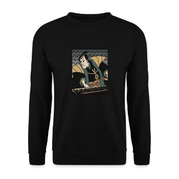 Synthé Techno Musique Funny Samurai Synthétiseur - Sweat-shirt Unisexe - noir - Devant - Alina (178cm) & Michal (187cm)