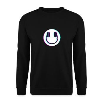 Glitch DJ Retro Techno House Smile DJ - Unisex Pullover - Schwarz - Vorne - Alina (178cm) & Michal (187cm)