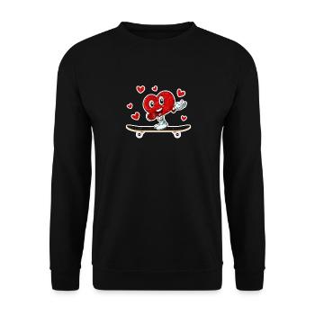 Valentinstag Herz Reiten Skateboard Liebhaber - Unisex Pullover - Schwarz - Vorne - Alina (178cm) & Michal (187cm)