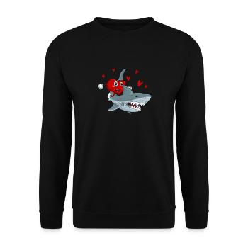 Heart Riding Shark Valentine's Day Funny Sharks Lovers - Unisex Sweatshirt - black - Front - Alina (178cm) & Michal (187cm)