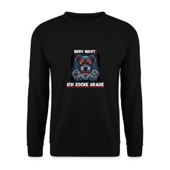 Nerv nicht - Ich zocke grade (Hund) 3 - Unisex Pullover - Schwarz - Vorne - Alina (178cm) & Michal (187cm)