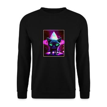Cat Space Astronaut Space Neon Rockets - Unisex Sweatshirt - black - Front - Alina (178cm) & Michal (187cm)