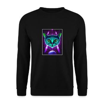 Cat Space Astronaut Space Neon Rockets - Unisex Sweatshirt - black - Front - Alina (178cm) & Michal (187cm)