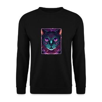 Cat Space Astronaut Space Neon Rockets - Unisex Sweatshirt - black - Front - Alina (178cm) & Michal (187cm)