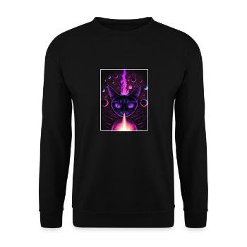 Cat Space Astronaut Space Neon Rockets - Unisex Sweatshirt - black - Front - Alina (178cm) & Michal (187cm)
