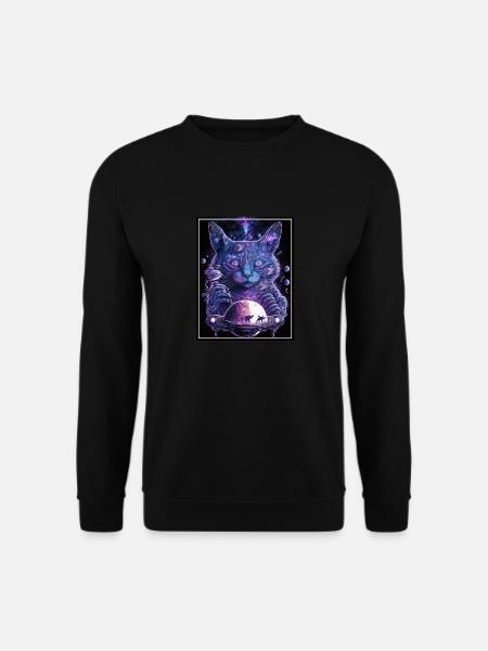 Cat Space Astronaut Space Neon Rockets - Sweat-shirt Unisexe - noir