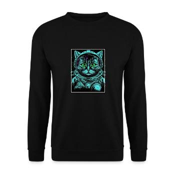 Cat Space Astronaut Space Neon Rockets - Unisex Sweatshirt - black - Front - Alina (178cm) & Michal (187cm)