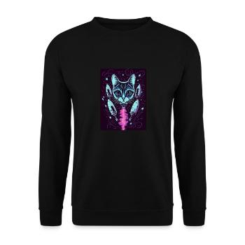 Cat Space Astronaut Space Neon Rockets - Unisex Sweatshirt - black - Front - Alina (178cm) & Michal (187cm)