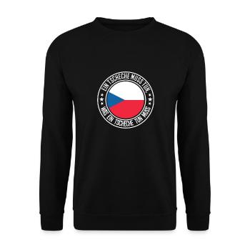 Ein Tscheche muss tun - Unisex Pullover - Schwarz - Vorne - Alina (178cm) & Michal (187cm)