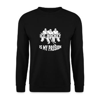 Eishockey Wintersport Eishockeyteam Geschenk - Unisex Pullover - Schwarz - Vorne - Alina (178cm) & Michal (187cm)